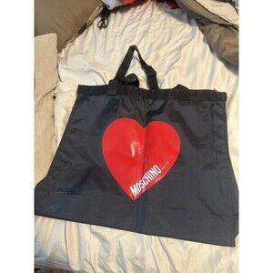 Black Moschino Parfums Tote Bag Purse Heart Travel